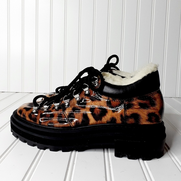 NEW Schutz Lucille Leather Animal Print Low Boots F716 - Picture 2 of 12